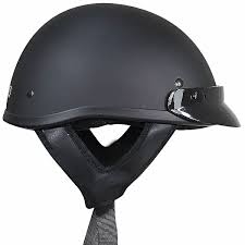 Outlaw Helmets Solid Flat Black Motorcycle Half Helmet