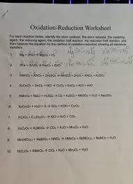 ﻿ sixth form how do you identify oxidising/reducing agent in reaction? Oxidation Reduction Worksheet For Each Reaction Below Identify The Atom Oxidized The Atom Reduced The Oxidizing Agent Homeworklib