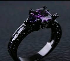 Black And Purple Rings For Couples Dark Gorgeous Amethyst Ring Black Gold Ring Black Gold Jewelry Black Rings