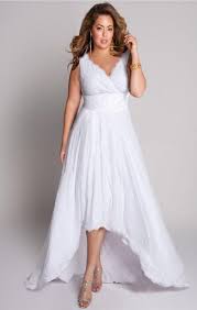 V Neck Hi Lo White Lace Beach Wedding Dresses Plus Size Wedding Dresses High Low Informal Wedding Dresses Casual Wedding Dress
