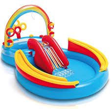 Intex Rainbow Ring Inflatable Play Center Pool W Slide Only 42 21 Free Shipping In 2020 Kid Pool Inflatable Pool Intex