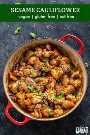 Sticky Sesame Cauliflower Make A Great Appetizer Or Snack These Vegan And Gluten Free Cauliflower Bites Great Appetizers Whole Food Recipes Vegan Cauliflower