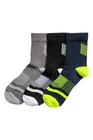 3 Pack Sports Socks Dark Blue Neon Yellow Kids H M Us Sport Socks Socks Boys Socks