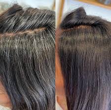 A la pregunta que más nos hacéis en el salón: ¿Los barros cubren las canas?  La respuesta es ¡SÍ! En este caso sobre una base castaña con raíz de tinte  de unos