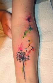 100 Watercolor Tattoos That Perfectly Replicate The Medium Dandelion Tattoo Tattoos Watercolor Dandelion Tattoo We commonly see these dandelion blossoms at grassy meadows, growing freely and scattering it's whit wisps as the wind blows. tattoos watercolor dandelion tattoo