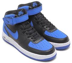 White Black And Blue Air Forces Nike Air Force 1 Mid Black Game Royal White Sneakerfiles Nike Air Force Nike Nike Air