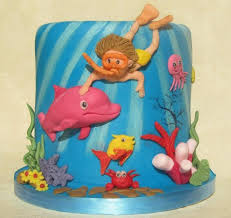Underwater Cake With Pink Dolphin Dolphin Cakes Cake Beach Themed Cakes