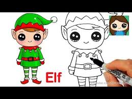 How To Draw A Christmas Elf Easy And Cute Youtube Elf Drawings Cute Drawings Christmas Drawing