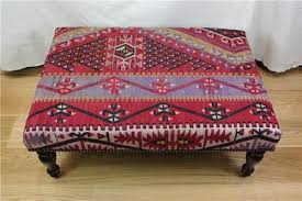R7595 Handmade Turkish Kilim Coffee Table Ottoman 4406 Itshandicraft Com Furniture Kilim Furniture Ottoman Table Kilim Ottoman Ottoman