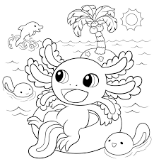 cartoon axolotl relaxing coloring page free printable coloring pages for kids