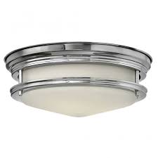 Art deco bathroom lighting can also easily be paired with decorative furnishings of a similar taste. Retro Flush Bathroom Ceiling Light In Polished Chrome With Opal Glass
