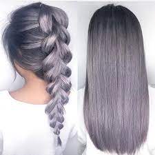 Pull your hair into a loose bun and have fun with your amazing hair. Metallic Lilac Gray Hair Color And Beautiful Braid By Anja Kuhn Milo Hotonbeaut Anja Beautiful Braid Color Gra Lilac Hair Grey Hair Color Lilac Grey Hair