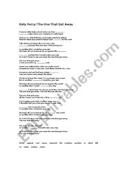 The one that got away lyrics. English Worksheets Katy Perry The One That Got Away Song Worksheet