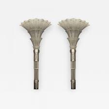 This blue pressed glass vase, of a very art deco design, first appeared in the 1934 catalogue of the german glass manufacturer walther & sohne. Sabino Art Glass Pair Of French Art Deco Monumental Flair Shaped Glass Wall Sconces
