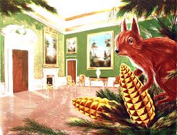 In mountainous countries, they have a tradition of building little houses at suitable intervals where tired travellers can find safety and rest for a while. Ernst Billgren Ekorren Modern Konst Till Salu