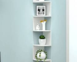 تصویر قفسه کتاب گوشه‌ای