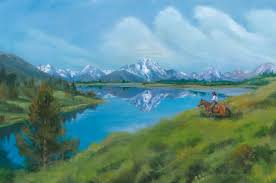 Original Wyoming Mountain Landscape Painting Mount Moran Reflection By Nancee Jean Busse Mountain Landscape Painting Landscape Paintings Mountain Landscape