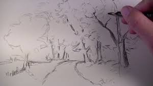 How To Draw With Charcoal Pencils A Landscape Sketch Landscape Sketch Drawings Charcoal Drawing