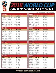 Fifa World Cup Group Stage Schedule 2018 Print