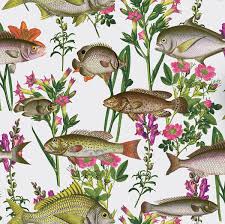 watercolor fish and flowers wallpaper