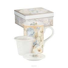 Kubki przystosowane są do mycia w zmywarkach, do chłodzenia napojów w lodówkach i podgrzewania w kuchenkach mikrofalowych. Kubek Porcelanowy Z Zaparzaczem W Pudelku Ozdobnym Emily Dobra Cena Sklep Villa Italia