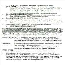 Some of us write pages and think of speeches, some of us end it up in a sentence but we all want to give our. 4 Introduction Speech Outline Templates Pdf Word Free Premium Templates