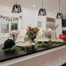 Beuhouz Farmhouse Pendant Lighting 1 Light Black Metal And Wood Rustic Hanging Kitchen Light Cage Island Lighting Farmhouse Goals