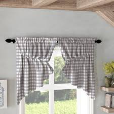Check out our grey plaid curtains selection for the very best in unique or custom, handmade pieces from our curtains & window treatments shops. August Grove Guilaine Plaid Cotton Swag 36 Kitchen Curtain In 2021 Shabby Chic Kitchen Curtains Farmhouse Kitchen Curtains Kitchen Curtains