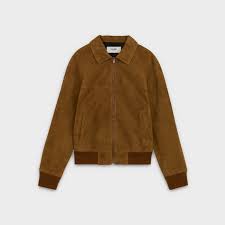 Leather with a soft napped surface. Blouson In Suede Tobacco 2e327657e 18tb Celine