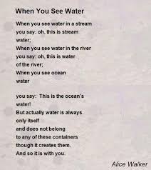 When You See Water In A Stream You Say Oh This Is Stream Water In 2020 Water Poems Poems Alice Walker