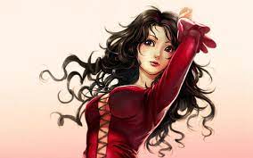 Be it red or yellow, purple or blue, the hair color of the anime faction follows a wide spectrum, not limited to the traditional black or brunette. Hd Wallpaper Red Dress Long Hair Anime Girls Curly Hair Brunette Wallpaper Flare