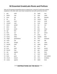 50 Roots And Prefixes Prefixes Greek Root Word Root Words