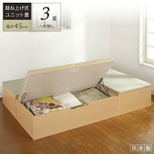 楽天市場 配達日指定可能 ユニット畳 3畳セット 高さ45cm ヘリ無し高床式ユニット 日本製 組立不要 跳ね上げ式収納 たたみ タタミ 畳ユニットらくらくお届け まごころ戦隊 家具レンジャー ユニット畳 畳ベッド 収納ベッド