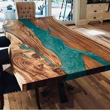 blue ocean design epoxy table epoxyresin epoxy epoxytable table de resine table bois brut salle a manger bois