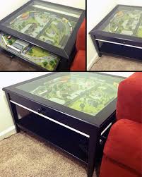 This is my model train coffee table in n scale (1/160). World S Coolest Train Set Is Built Directly Into Ikea Coffee Table Techeblog