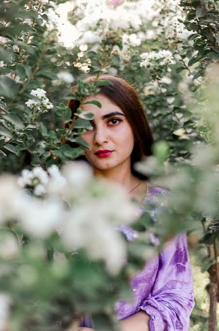 Serene Floral Peek Outdoor Botanical Portrait