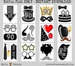 Birthday Photo Booth Props Printable 90th Birthday Party Printable Photo Booth Props Black And Photobooth Props Printable 90th Birthday Parties Party Printables