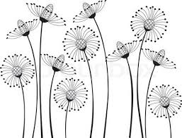 Black And White Cartoon Images Of Flowers Flower Tree On Natural Background Stock Photo Colourbox Cartoon Flowers Spring Drawing Dandelion Drawing