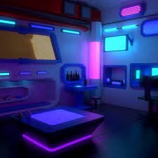 Cyberpunk Room 3d Model And Objects For Room 3d Modelling 3d 3dmodel 3ddesign 3dscene Render 3di Cool Room Designs Vintage Living Room Arcade Game Room