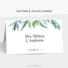 Folded Wedding Place Cards Avery Tent Card Template Leaves Etsy In 2020 Wedding Place Cards Personalized Place Cards Wedding Places