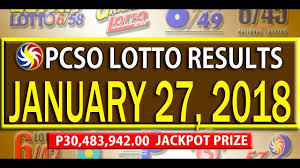 Pcso Lotto Results January 27 2018 6 55 6 42 6d Swertres Ez2 L With Images Lotto Results Lotto Jackpot