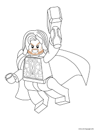 Choose your favorite coloring page and color it in bright colors. Lego Marvel Thor Coloring Pages Printable