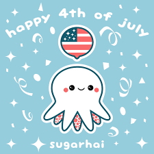 Patrioctopus Cute Kawaii Cute Happy Fourth Of July