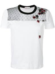 Black And Red Designer T Shirt Red Valentino Embroidered Ladybug T Shirt Modesens Shirts Clothes Design Embroidered Tshirt