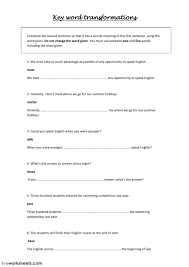 Doomsday, cornucopia, or somewhere in between? Key Word Transformations Worksheet
