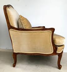 Weiman Queen Anne Bergere Arm Chairs In Wheat Velvet A Pair Chairish In 2020 Chair Bergere Chair Armchair