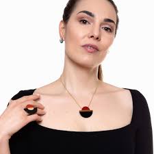 Zoe ring in gold, silver, onyx and red jasper