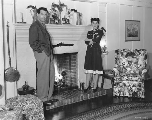 Fred MacMurray and his first wife, Lillian Lamont at their Los Angeles  home, 1946. The two were married in 1936 and remained together until  Lillian's death from cancer in 1953. Joan Crawford