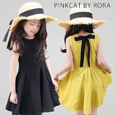 楽天市場 子供服rora ナチュリア タンクワンピース 2color キッズ ワンピース おしゃれ 子供 ノースリーブワンピース 可愛い タンク ワンピース 黒 マスタードグリーン 夏ワンピース 子供 グリーン マスタード 90cm 100cm 110cm 120cm 130cm 140cm 子供服 ピンクキャット