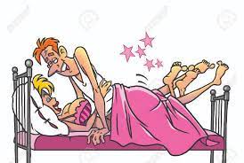 Cartoon Sex - Men And Women In Bed Stock Photo, Picture and Royalty Free  Image. Image 24359319.